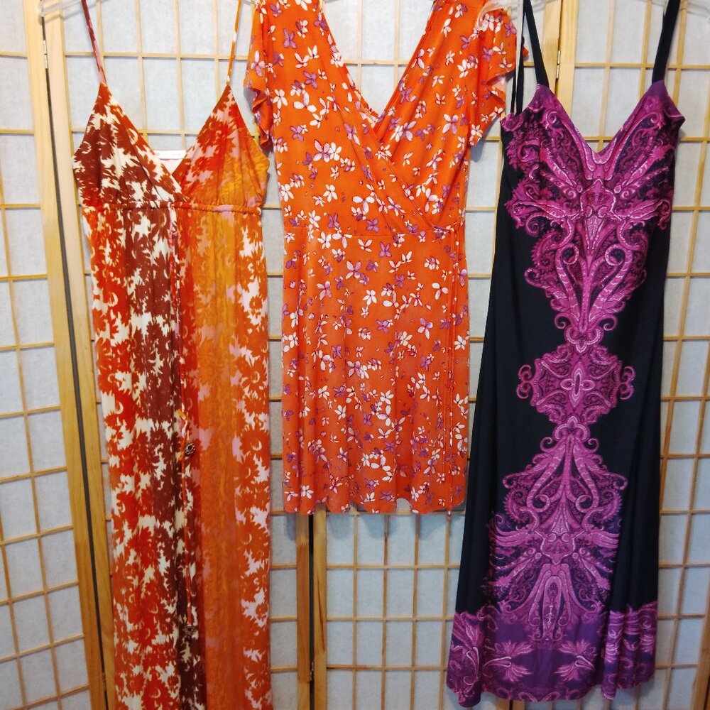 3/$20 LOT OF DRESSES LONG MAXI STRAPPY KAILEIGH OLIVIA MATTHEWS-WOMENS SIZE M